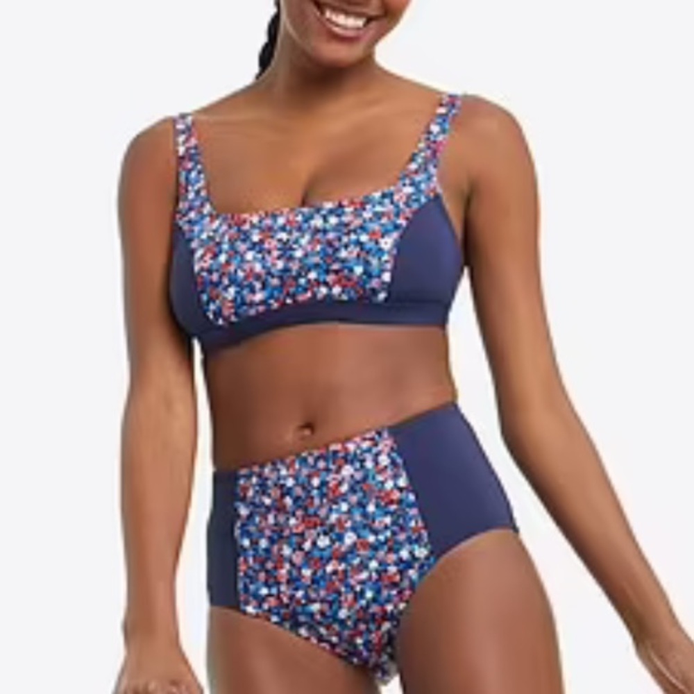 NWT Lands End X Draper James Two Piece Set Square Neck Bralette Swimsuit sz 22W